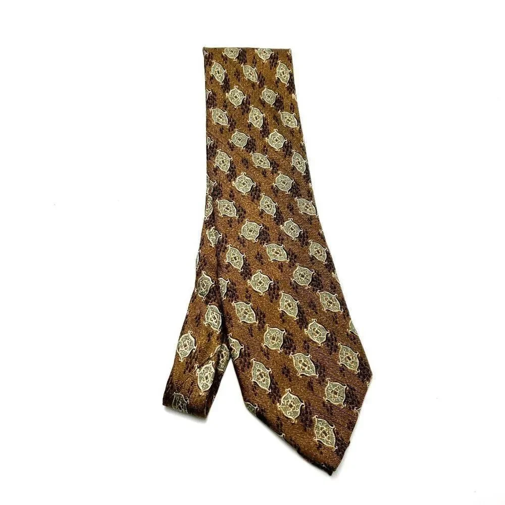 Joseph Abboud Silk Tie‎ Textured Brown Geometric